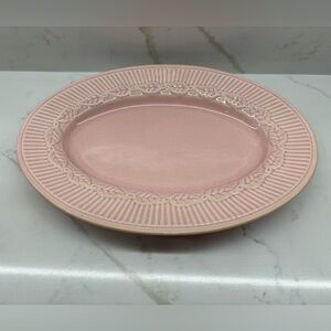 Laura Ashley Mayfair Pink Embossed Leaves Ribbed Pink Oval Platter Discontinued